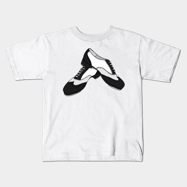 Tap Shoe Pair Illustration Kids T-Shirt by murialbezanson